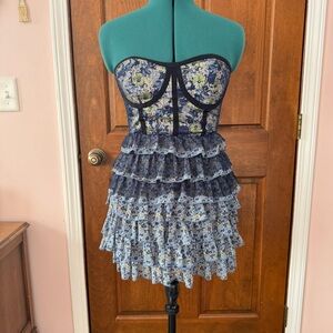 Forever 21 Twist Bustier Floral Frill Dress Small
